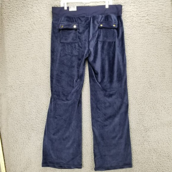 Dodo Pants Womens 3XL Velour Blue Stretch High Rise Drawstring Jogging NWT - Picture 10 of 16